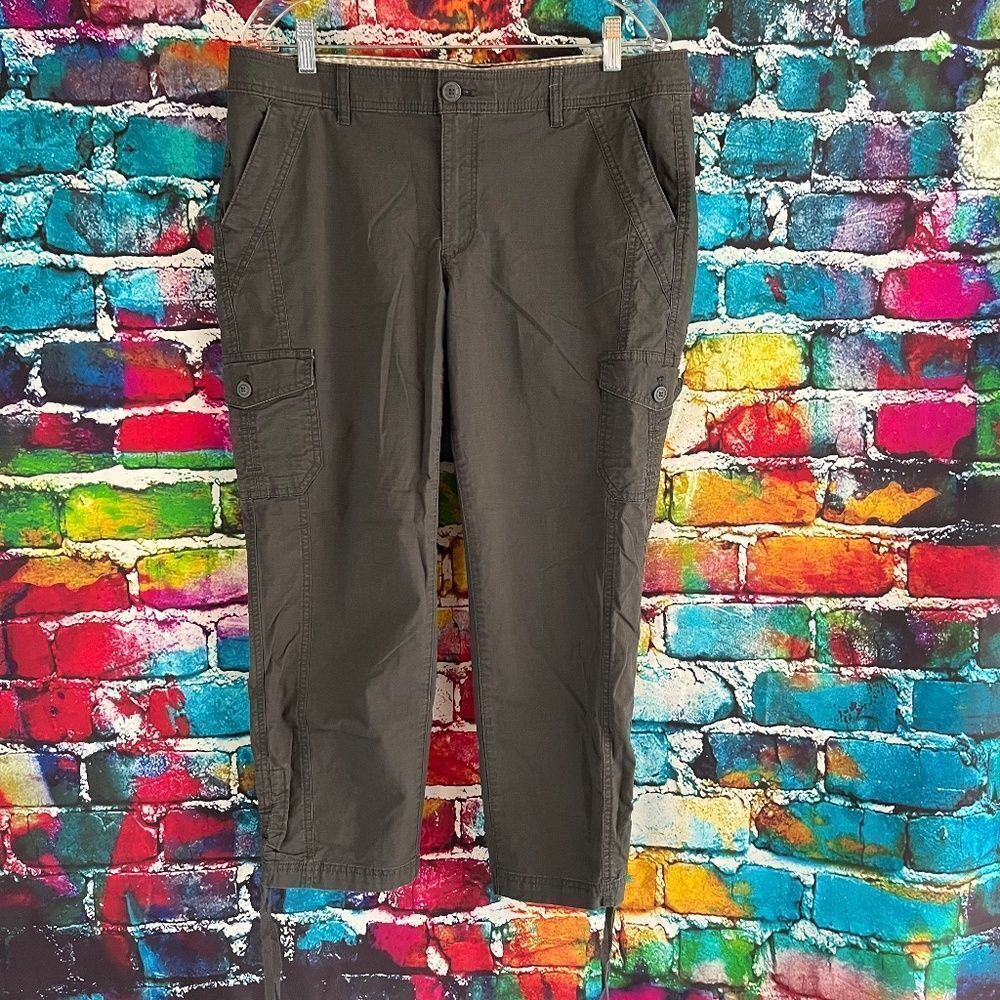 Eddie Bauer Cargo Capri Crop Pants Dark Gray Size T12 12 Tall